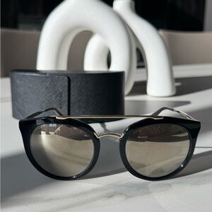 Prada Black Sunglasses with Mirror Lenses